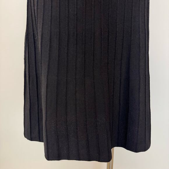 St. John A-Line Mini Skirt Santana Knit Black Vintage Pleated Effect USA Made 6 - Picture 3 of 10